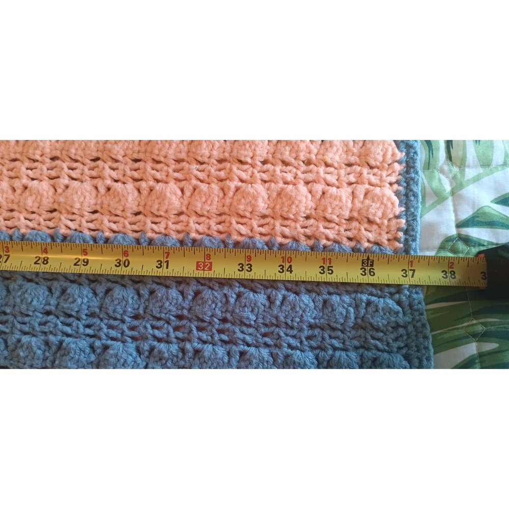 Vintage Afghan Crochet Throw Blanket 37X57 Stripe Cottagecore Grandmacore 80s - Picture 3 of 7